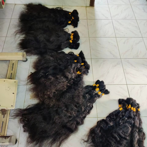 India-Origin Premium Quality 100% Raw Unprocessed Virgin Indian Temple Natural <b>Body</b> <b>Wave</b> Remy Human Hair Braiding Jerry Curl - Product Image 4