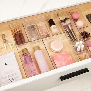 10-Piece <b>Makeup</b> Drawer Organizer Set 4 Sizes Clear Acrylic <b>Vanity</b> Storage Bins Plastic <b>Makeup</b> <b>Vanity</b> Tray Organizer - Product Image 3