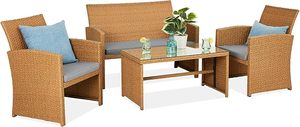 High Quality All-Weather PE Rattan Patio Furniture 4 pcs Set <b>Outdoor</b> Wicker <b>Sofa</b> and Table for Balcony Backyard Porch Furniture - Product Image 3
