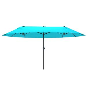 Ombrellone da Giardino Blu a Doppia Faccia da 2,7 m con Manovella per Patio e Cortile - Product Image 1