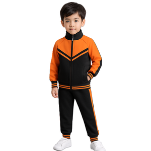 Ensemble de survêtement zippé pour enfants, sweat à capuche en polaire streetwear pour garçons, ensemble de jogging décontracté, tenue de sport pour enfants, survêtement zippé pour garçons, streetwear - Product Image 1