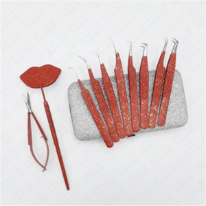 Luxury Red Gold Eyelash Tweezers Set Stainless Steel Diamond Grip Handmade Professional Lash Extension <b>Tools</b> - Product Image 3