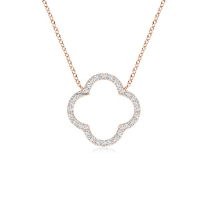 Colgante Abierto de Lujo con Diamante Cultivado en Laboratorio en Forma de Trébol, Oro 10K 14K 18K, Plata 925 935, para Regalo de Aniversario de Bodas - Product Image 3