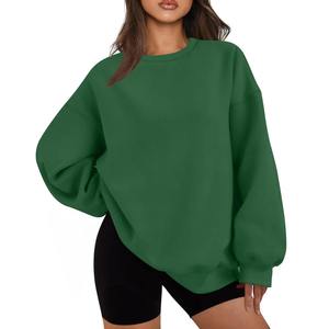 Sudadera Oversize de Cuello Redondo para Mujer, Color Sólido, Hombros Caídos, Manga Larga, 100% Algodón Tejido, Transpirable, para Otoño - Product Image 5