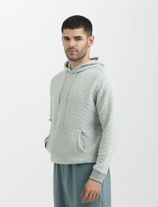 Sudadera con Capucha Acolchada Gris Claro para Hombre, Corte Regular, Estilo Casual para Otoño, Diseño con Bolsillos de Felpa Tejida - Product Image 1
