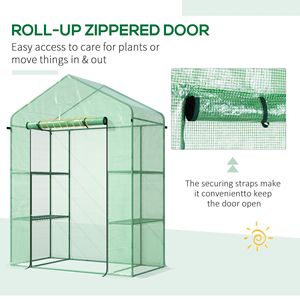 Serre de jardin autoportante 56'' x 29'' x 77'' avec 3 étagères, porte enroulable et bâche en PE - Product Image 1