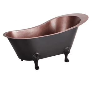 Baignoire en métal au design unique et vintage, robuste, finition or rose, intérieur en cuivre - Product Image 4