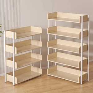 4 Tier Slanted Magazine Rack Under Desk Wood <b>Side</b> Table Bookshelf Angled File Organizer Storage <b>Unit</b> for Home Office Study Room - Product Image 2