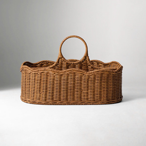 Best Choice Wholesale High Quality Handcrafted Rattan Scalloped Storage Caddy <b>Basket</b> Suitable for Tableware & <b>Nursery</b> Organizer - Product Image 6