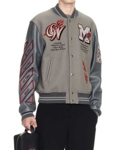 Chaqueta Universitaria Personalizada al por Mayor con Logotipo para Hombre, Mangas de Cuero, Resistente al Viento, Ecológica, Chaqueta de Béisbol Universitaria - Product Image 4