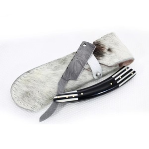 Navaja de Afeitar Recta de Acero de Damasco, Plegable, Vintage, Manual, para Hombre, Herramienta de Barbería con Elegante Mango de Madera - Product Image 6