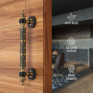 Antique Brass and Black Metal Door Pull Handle Decorative Long Metal Handle Vintage Style Hardware for Wooden Entry Doors Home - Product Image 1