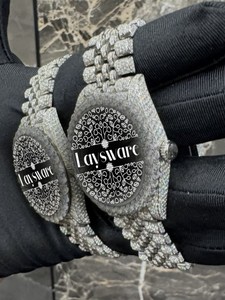 Reloj de pulsera de lujo de alta gama con diamantes de moissanita, esfera redonda, completamente cubierto de diamantes, estilo hip hop, para hombre y mujer - Product Image 2