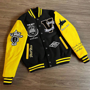 High Demand Product Outer Wear Men's Plus Size Color Block Slogan Print Applique Latest Style College Baseball Varsity <b>Jackets</b> - Product Image 1