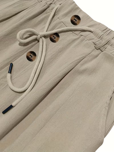 <b>Men's</b> Casual <b>Trousers</b> Breathable Lightweight Linen Loose Drawstring Waistband Summer Comfort <b>Beach</b> Outdoor Pockets - Product Image 6