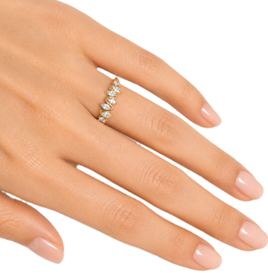 Moissanite DEF Color VS VVS Clarity Marquise & Round Lab Created Diamond Engagement Ring Zig Zag Ring 9K 10K 14K 18K Solid Gold - Product Image 5