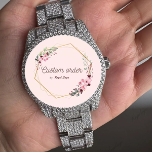 Reloj de Hombre de Alta Calidad Personalizado, Mecánico, con Cristal de Zafiro, 41 mm, Acero Inoxidable, Completamente Cubierto de Diamantes Moissanite VVS - Product Image 1