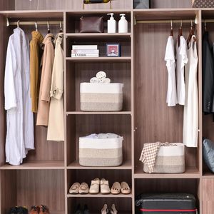 <b>Storage</b> Baskets for Organizing Shelves, Woven Cotton Rope Bins for Baby Nursery Organization, Book Toy Towel Organizer - Product Image 2