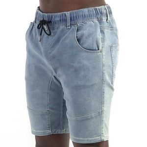 Shorts d'été vintage pour hommes, effet usé, broderie, délavage acide, en coton épais, avec poches - Product Image 2