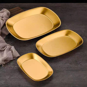 Platos de Acero Inoxidable, Bandejas para Comida Coreana, Plato para Servir, Plato Dorado y Plateado, Plato para Aperitivos, Ensaladas, Platos Elegantes para Restaurante - Product Image 1