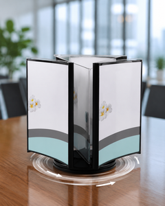 Modern Customized for Pre-Assembled A4/A5/A6 3-Sided <b>Rotating</b> Sign Holder Revolving Base Corner <b>Shelf</b> Menu Holder - Product Image 3
