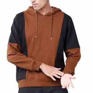 Sweat-shirt à capuche décontracté pour homme, marron et noir, avec empiècements colorés - Product Image 1
