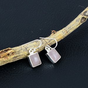 High Quality Trendy Wedding Party Rose Quartz Drop Earrings 925 Sterling <b>Silver</b> Handmade Octagon Shape Customizable Factory - Product Image 3