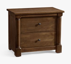 Modern Solid Teak Wood Bedside Table with Two Spacious Drawers Thick Pillar Legs and Premium <b>Bedroom</b> <b>Storage</b> <b>Cabinet</b> - Product Image 3