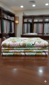 Le Souvenirs - Tela Popelina Peinada 100% Orgánica, Ecológica, Transpirable, Absorbente de Humedad, Ligera, con Estampado Animal para Niñas - Product Image 2