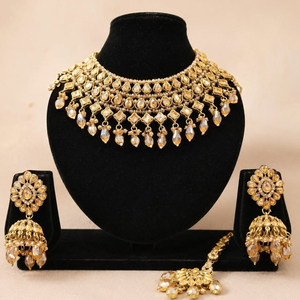Ensemble collier et boucles d'oreilles pour femme JeweleMarket, plaqué or, avec cristaux et strass, style ethnique, pour mariage, fiançailles, anniversaire, cadeau, fête - Product Image 3