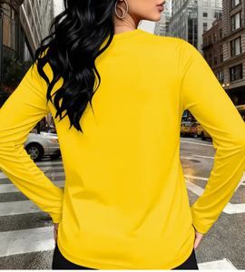 Sudadera de Punto Amarilla de Manga Larga con Cuello Redondo para Mujer, Estampado de Dibujos Animados, Transpirable, Informal, 180g, Decoración con Letras, para San Valentín - Product Image 2