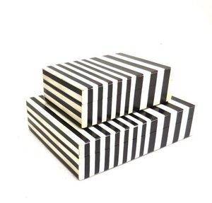 <b>Stackable</b> Rectangular Wood Storage Boxe Black White Resin Minimalist Design Jewelry <b>Box</b> for Bedroom Decorative Organizer - Product Image 2