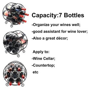 Handcrafted Black Metal 7 <b>Bottle</b> Wine <b>Rack</b> Freestanding Countertop Wine <b>Bottle</b> Holder Modern Decorative Wine <b>Storage</b> Organizer - Product Image 5