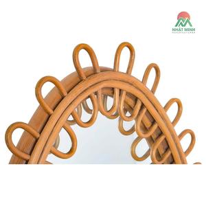 Mid-Century Style Oval Rattan and Bamboo <b>Mirror</b> - Product Image 2