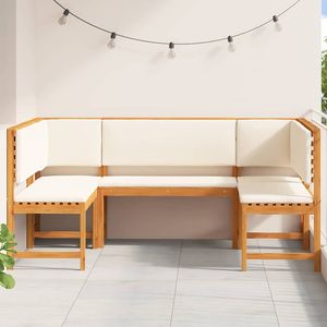 Juego de banco de jardín de madera maciza de acacia marrón de 5 piezas - Product Image 3