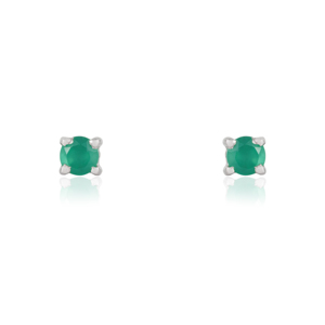 Dainty 925 <b>Sterling</b> <b>Silver</b> Natural Green Onyx Gemstone Tiny <b>Stud</b> Earrings For Women's Jewelry - Product Image 1