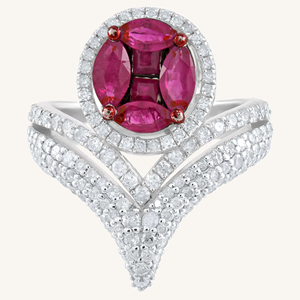 แหวนทับทิมและเพชรเงินแท้ 92.5 รุ่น KLSR-11671 - Product Image 1