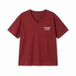 Women's Dark <b>Red</b> V-Neck Short <b>Sleeve</b> T-Shirt Loose Fit 100% Cotton Casual Jersey Print Logo <b>Top</b> Spring Summer - Product Image 6