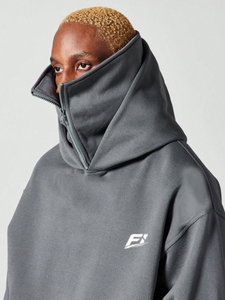 Sweat à capuche pour homme OEM, coupe oversize à épaules tombantes, avec empiècement contrastant, logo personnalisé, style ample et épais, 480 GSM, 100% coton - Product Image 3