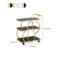 Chariot de bar roulant de luxe doré à 3 niveaux et 4 roues, durable, en métal moderne, pour boissons, service de salle à manger, cuisine, salon, salle de bain