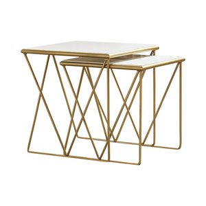 Modern Glass and Metal <b>Nesting</b> Coffee <b>Tables</b> Set for Stylish Living Room Decoration - Product Image 3