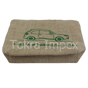 Sacs cosmétiques en jute unisexe en gros avec logo personnalisable, pochette de maquillage en toile de jute naturelle réutilisable avec fermeture éclair, motif de personnage tendance - Product Image 6