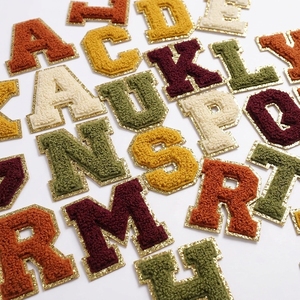 Luxury Chenille Letter Embroidery <b>Patch</b> with Gold Edge Iron <b>On</b> <b>Sew</b> <b>On</b> Alphabet A to Z <b>Patches</b> for Hats Clothing Jackets Hoodies - Product Image 5