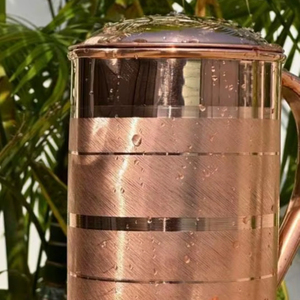 <b>Copper</b> <b>table</b> jug with lid and tumbler set metal drinkware for water juice serving durable reusable dining bar use - Product Image 1