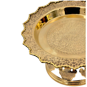 Plateau de piédestal en laiton vintage thaïlandais de 6 "produit fait à la main en laiton de l'usine de Thaïlande articles décoratifs en laiton de meilleure qualité - Product Image 5