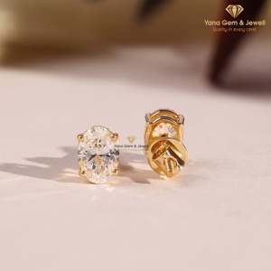 D Color VVS2 Clarity Luxury Oval Cut CVD Lab Grown Diamond Four Prong Setting Stud <b>Earrings</b> 2 TCW 14K Solid <b>Gold</b> IGI Certified - Product Image 3