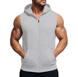 Sudadera con Capucha sin Mangas para Hombre, con Cierre, Felpa Francesa, Color Degradado, Corte Regular Informal, para Otoño, con Bolsillos, Ecológica - Product Image 5