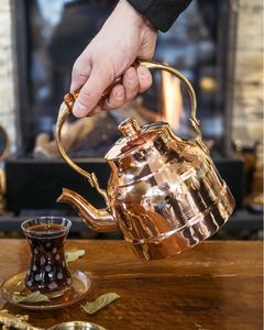 Traditional Copper Kitchen Kettle With Elegant Finish For Hot Beverage Preparation And Beautiful Countertop Display - Product Image 1