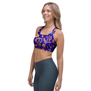 Soutien-gorge de sport pour femme à imprimé floral, dos nageur, col ras du cou, maintien moyen, pour yoga et activités sportives, respirant, en Spandex et Polyester - Product Image 2