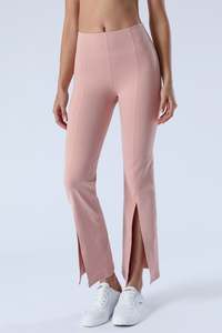 Custom Wholesale Premium Womens Solid Seamless High Waist <b>Flared</b> Leg Yoga <b>Leggings</b> Breathable Quick Dry Free Sample Fitness - Product Image 3